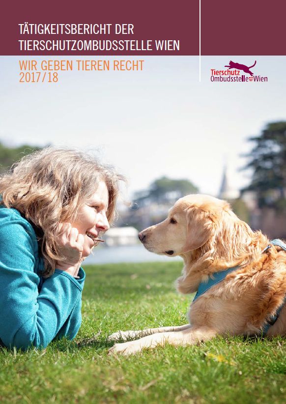 Deckblatt des Tätigkeitsberichts 2017/18 der Tierschutzombudsstelle Wien